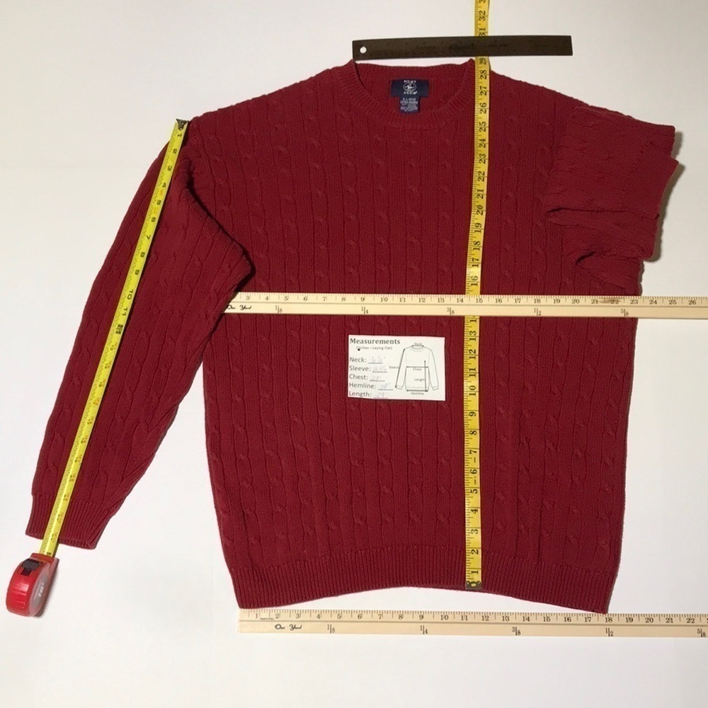 HUNT CLUB COLLECTION—VTG—Men’s Chunky Red Cable-Knit Crewneck Sweater—Size XL - Picture 11 of 12